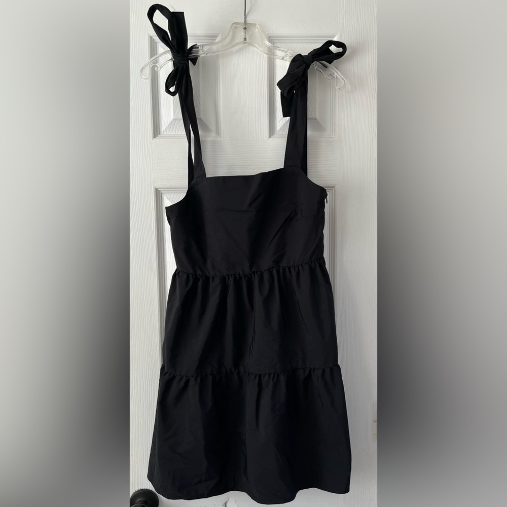 Stradivarius black babydoll tiered dress